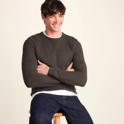 Ethan Mens Crew Neck Knit Jumper - Ash Brown