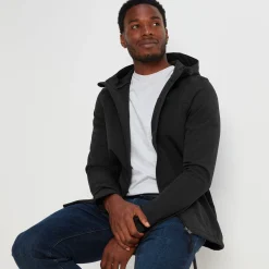Feizor Mens Shower Resistant Softshell Hooded Jacket - Black