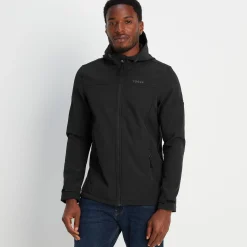 Feizor Mens Shower Resistant Softshell Hooded Jacket - Black