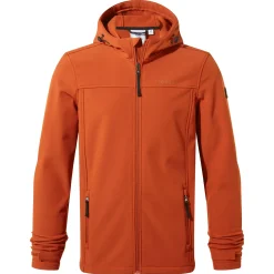 Feizor Mens Shower Resistant Softshell Hooded Jacket - Burnt Orange