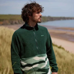 Flaxley Mens Sherpa Fleece - Racing Green Landscape Print