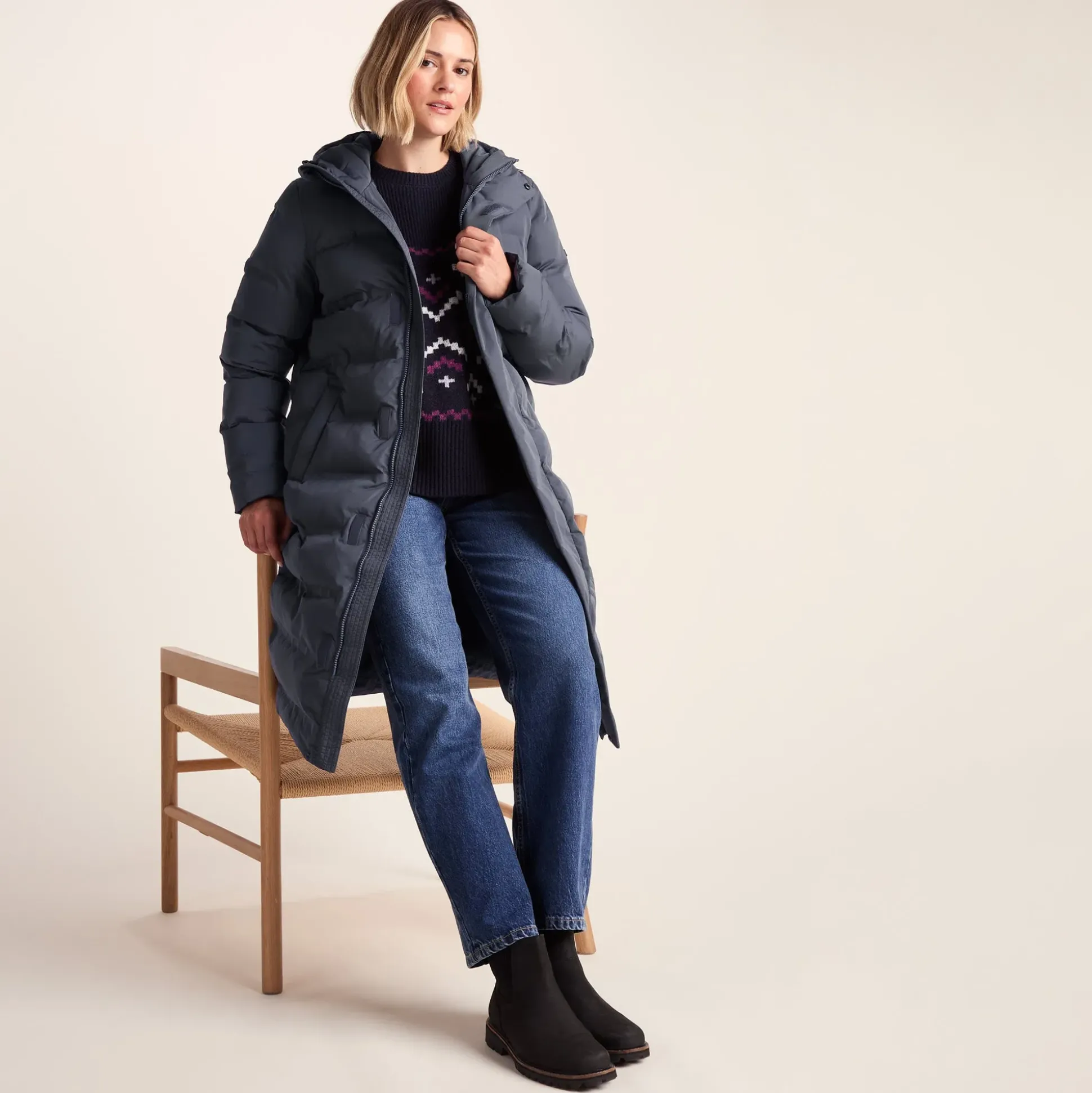Glaston Womens Shower Resistant Insulated Parka - Washed Blue