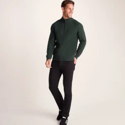 Glen Mens Chunky Knitted Zip Neck Jumper - Racing Green