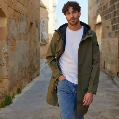 Glenton Mens Long Waterproof Jacket - Moss Green