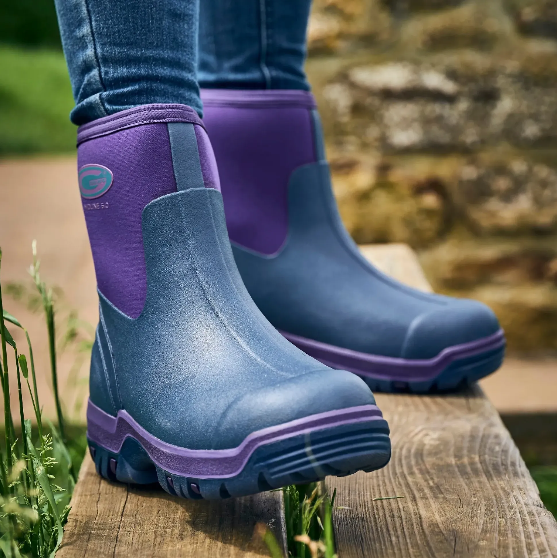 Grubs Boots Midline Mid Height Wellies Womens - Purple