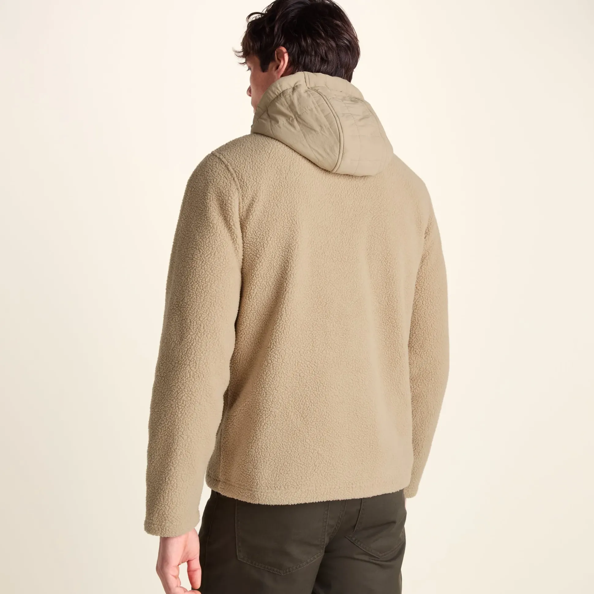 Hare Mens Padded Sherpa Hooded Jacket - Light Sand
