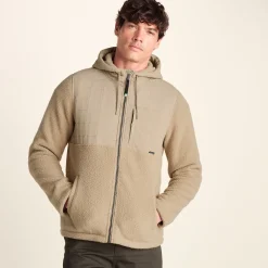 Hare Mens Padded Sherpa Hooded Jacket - Light Sand
