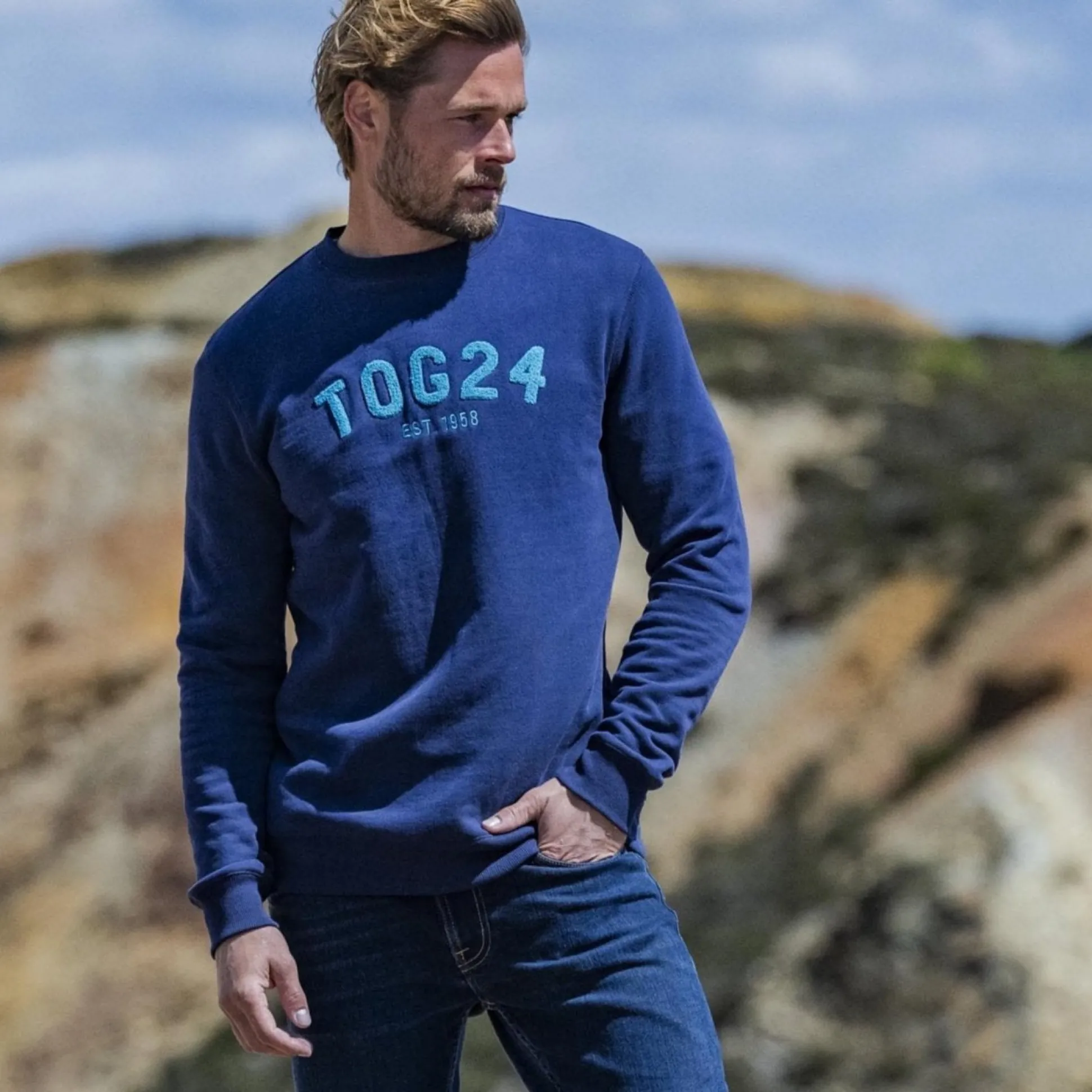 Hawnby Mens Cotton Blend Sweat - Dark Marine