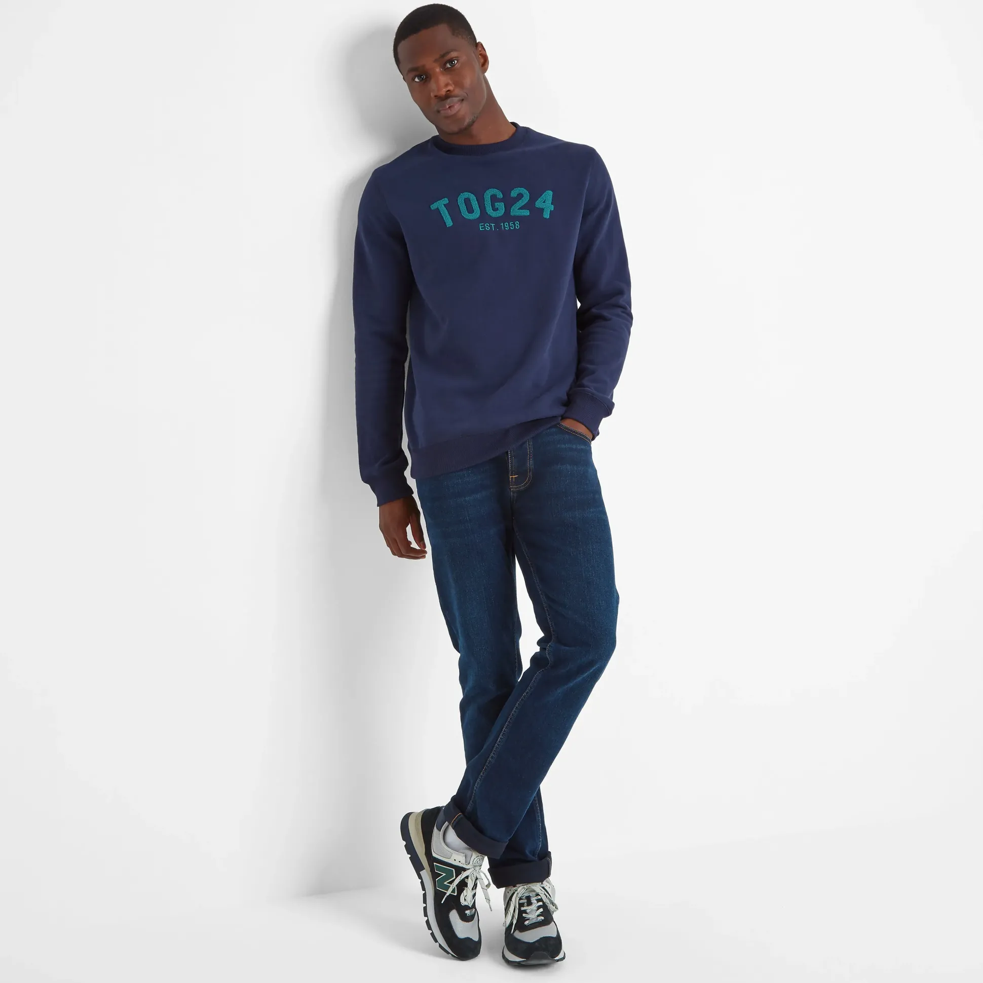 Hawnby Mens Cotton Blend Sweat - Dark Marine