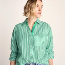 Helena Womens Oversized 100% Cotton Long Sleeve Shirt - Optic White