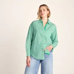 Helena Womens Oversized 100% Cotton Long Sleeve Shirt - Optic White