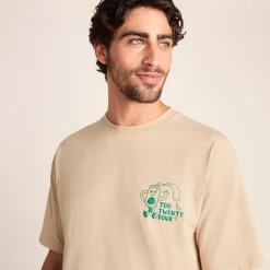 Hop Mens Relaxed Fit Premium Supersoft Hattie Clark T-Shirt - Classic Beige