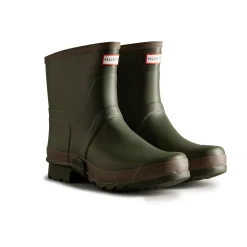 Hunter Gardener Short Mens Wellington Boot - Dark Olive/Clay