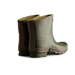 Hunter Gardener Short Mens Wellington Boot - Dark Olive/Clay