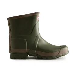Hunter Gardener Short Mens Wellington Boot - Dark Olive/Clay