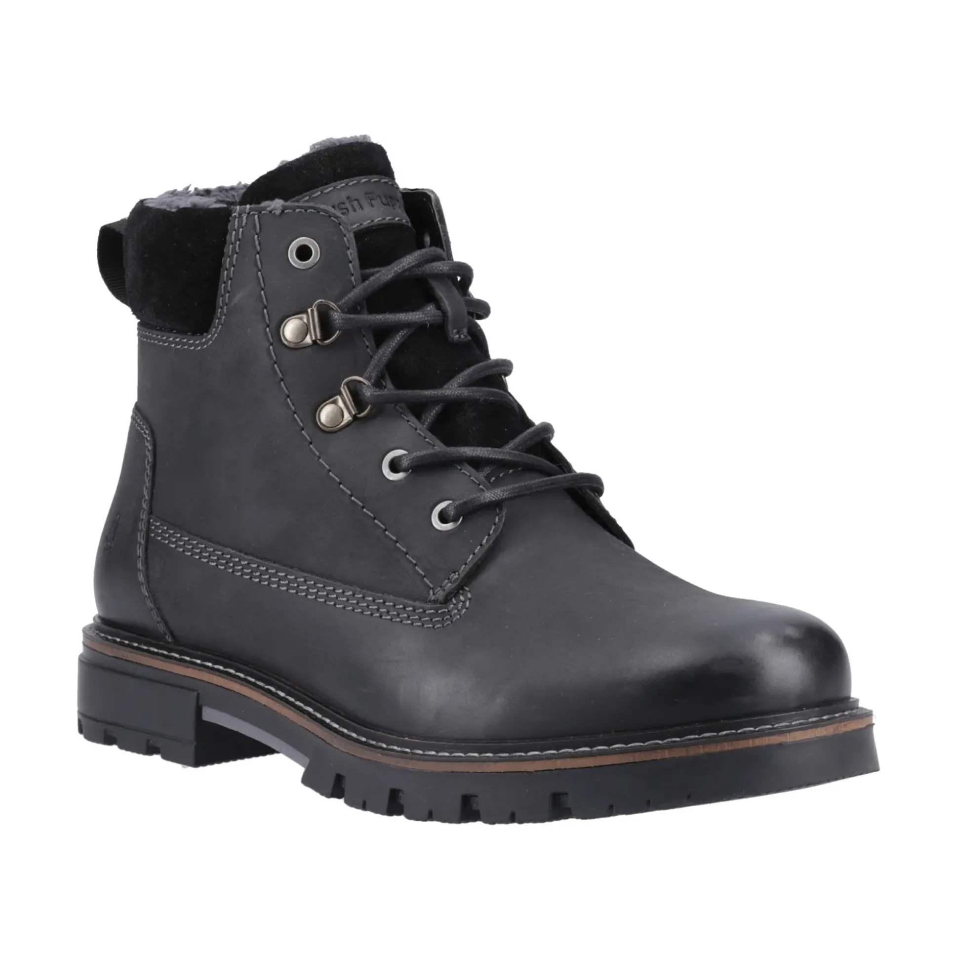 Hush Puppies Pier Shearling Lace Boot Mens - Black