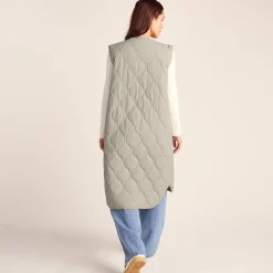 Jena Womens Relaxed Fit Long Insulated Gilet - Cool Beige
