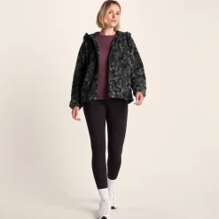 Joanna Womens Relaxed Fit Sherpa Fleece - Black Pebble Print