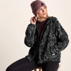 Joanna Womens Relaxed Fit Sherpa Fleece - Black Pebble Print