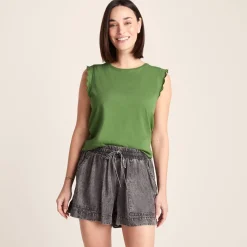Katie Womens 100% Cotton Supersoft Vest - Dark Matcha