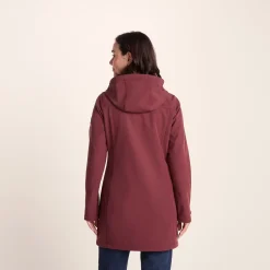 Keld Womens Long Shower Resistant Hooded Softshell Jacket - Burgundy
