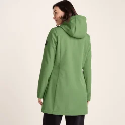 Keld Womens Long Shower Resistant Hooded Softshell Jacket - Dark Matcha