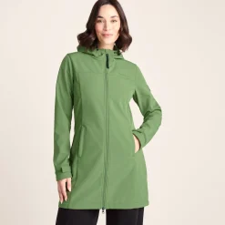 Keld Womens Long Shower Resistant Hooded Softshell Jacket - Dark Matcha