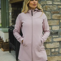 Keld Womens Long Shower Resistant Hooded Softshell Jacket - Dusky Pink