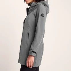 Keld Womens Long Shower Resistant Hooded Softshell Jacket - Dark Grey