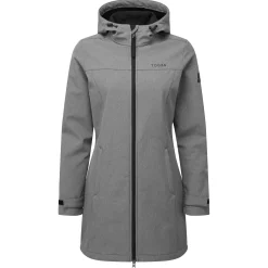 Keld Womens Long Shower Resistant Hooded Softshell Jacket - Dark Grey
