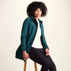 Keld Womens Long Shower Resistant Hooded Softshell Jacket - Petrol Green