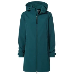 Keld Womens Long Shower Resistant Hooded Softshell Jacket - Petrol Green