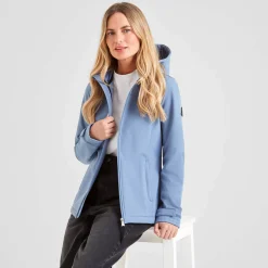 Keld Womens Shower Resistant Hooded Softshell Jacket - Misty Blue