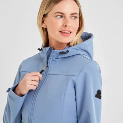 Keld Womens Shower Resistant Hooded Softshell Jacket - Misty Blue