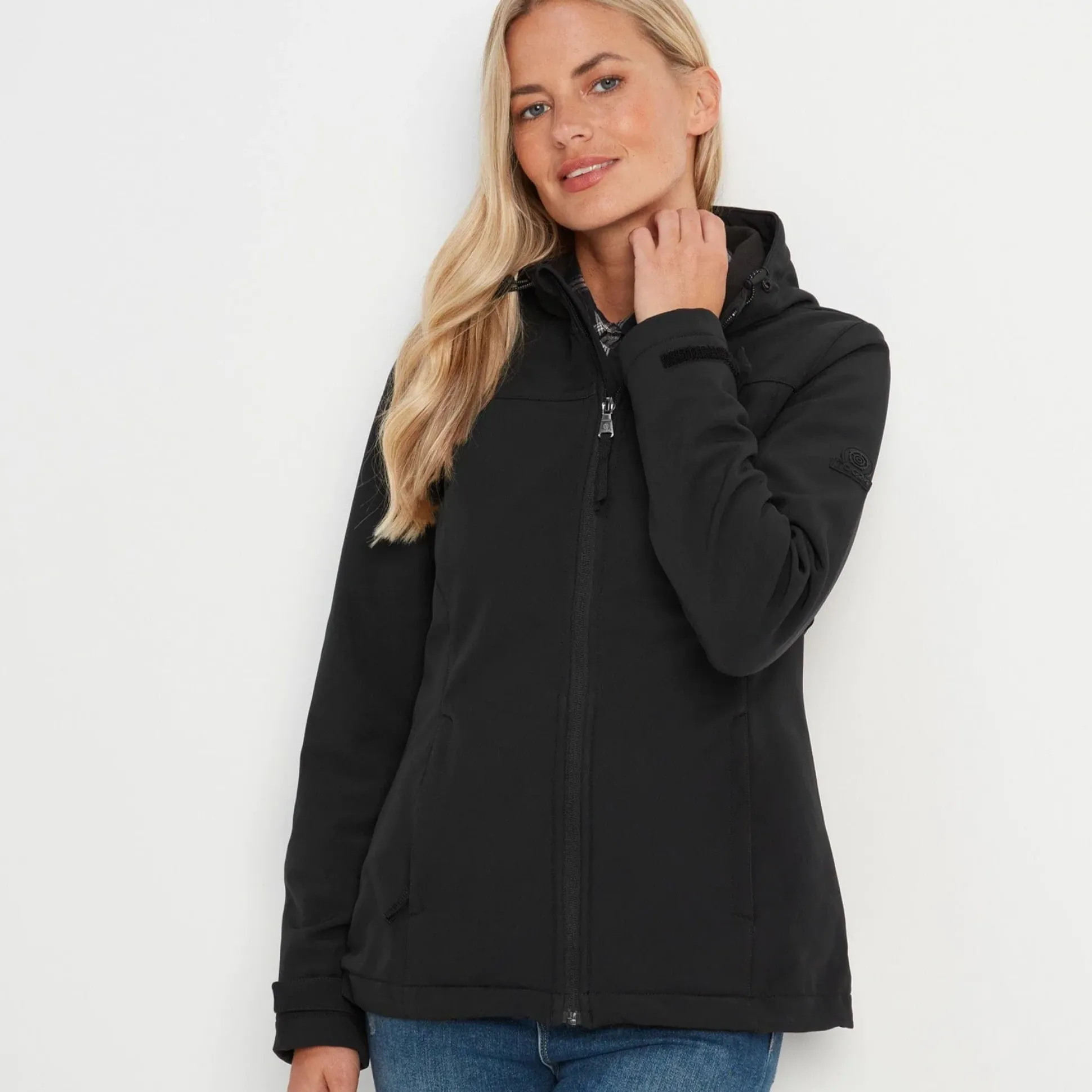 Keld Womens Shower Resistant Hooded Softshell Jacket - Black
