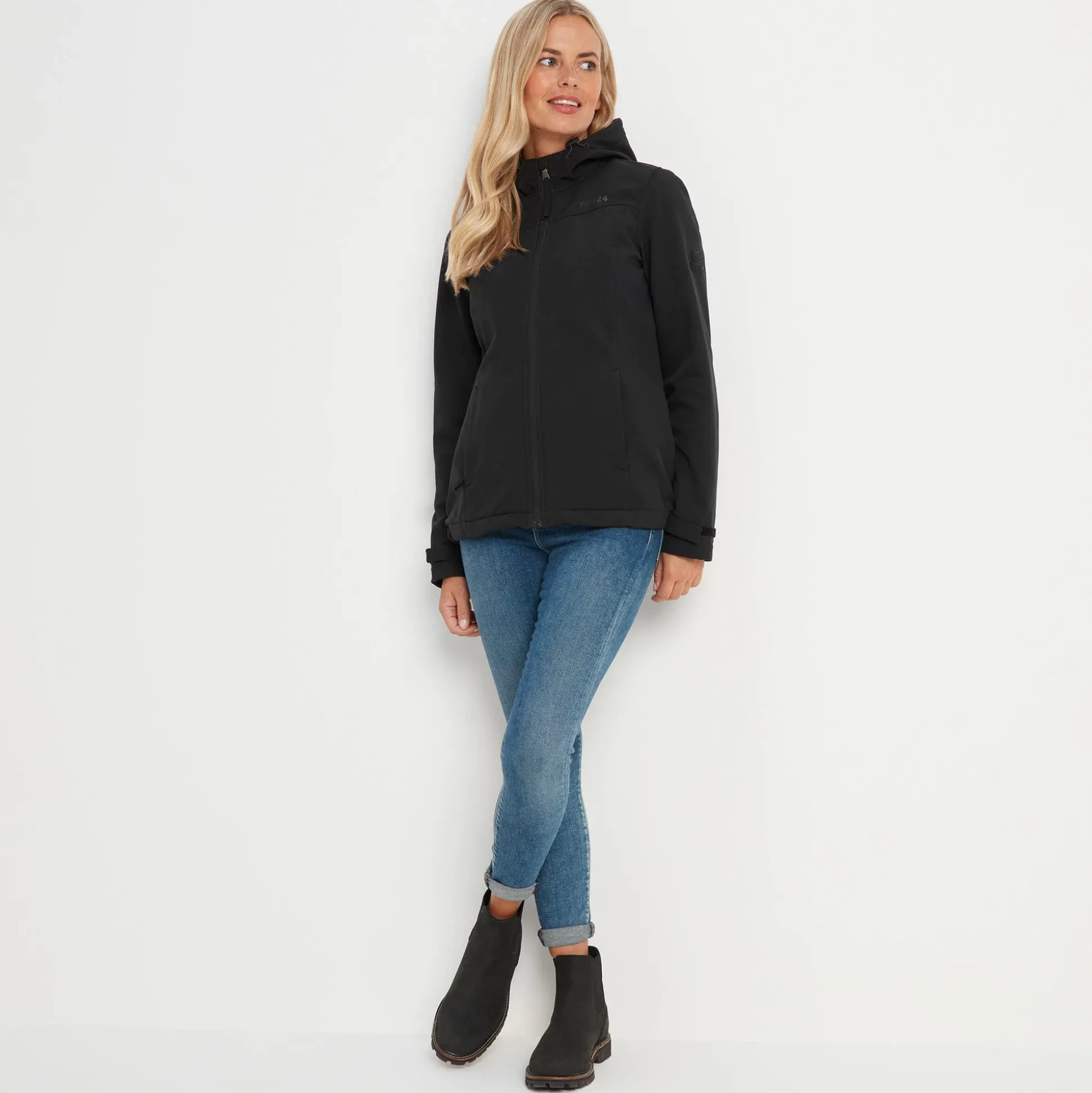 Keld Womens Shower Resistant Hooded Softshell Jacket - Black