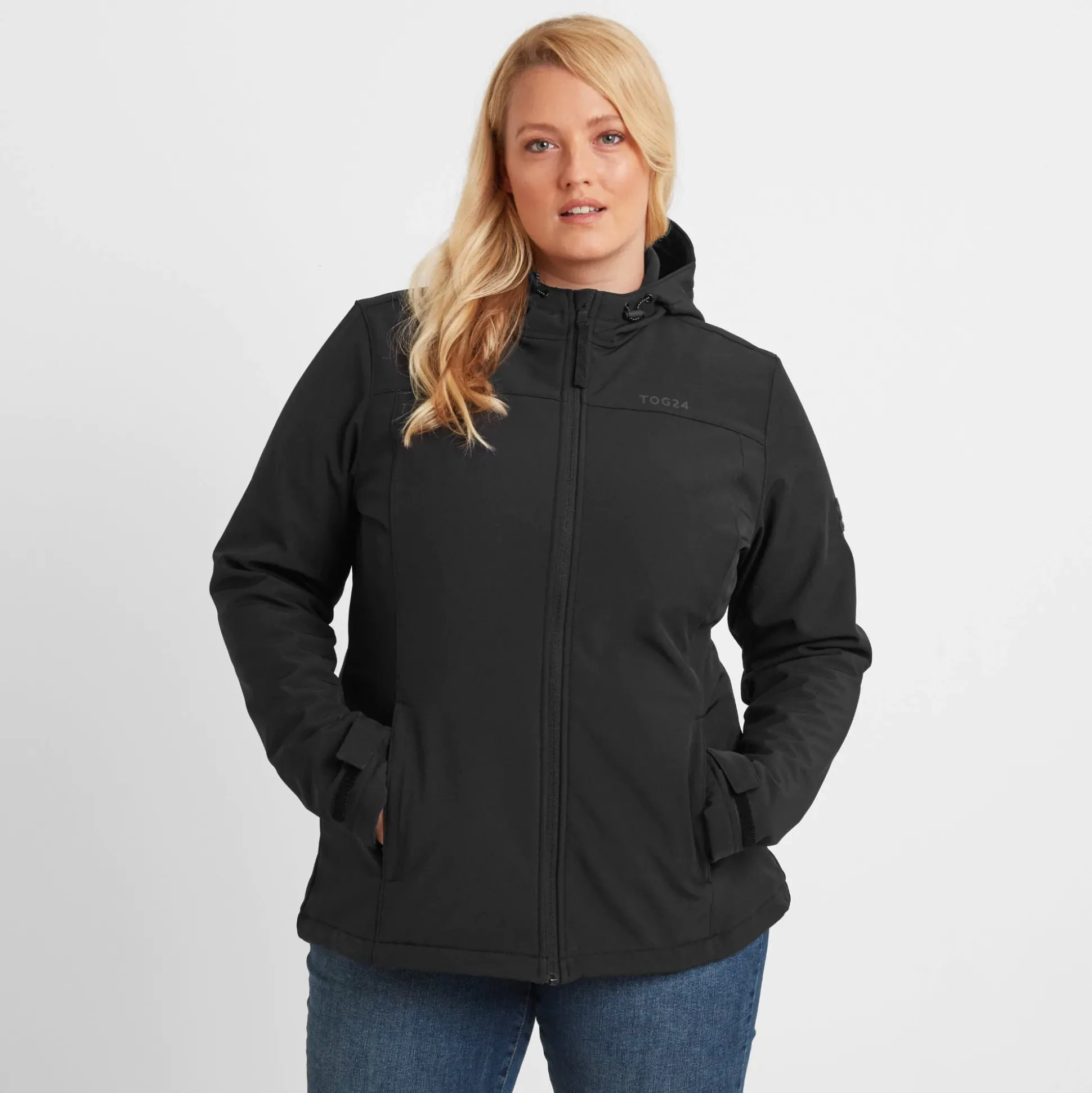 Keld Womens Shower Resistant Hooded Softshell Jacket - Black