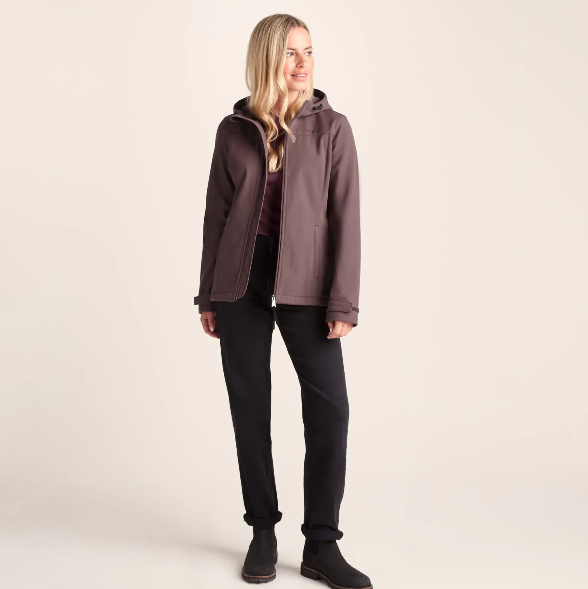 Keld Womens Shower Resistant Hooded Softshell Jacket - Dark Mauve
