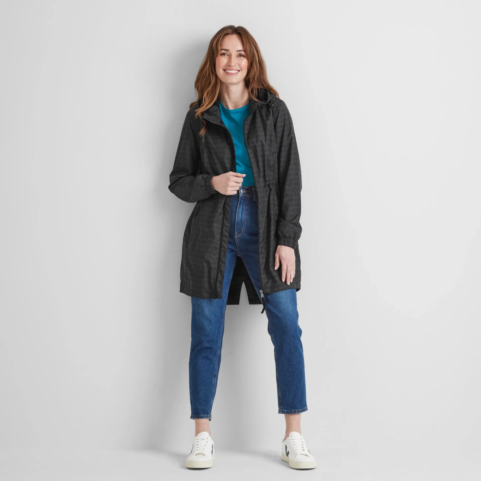 Kilnsey Womens Waterproof Jacket - Washed Black Dash Print