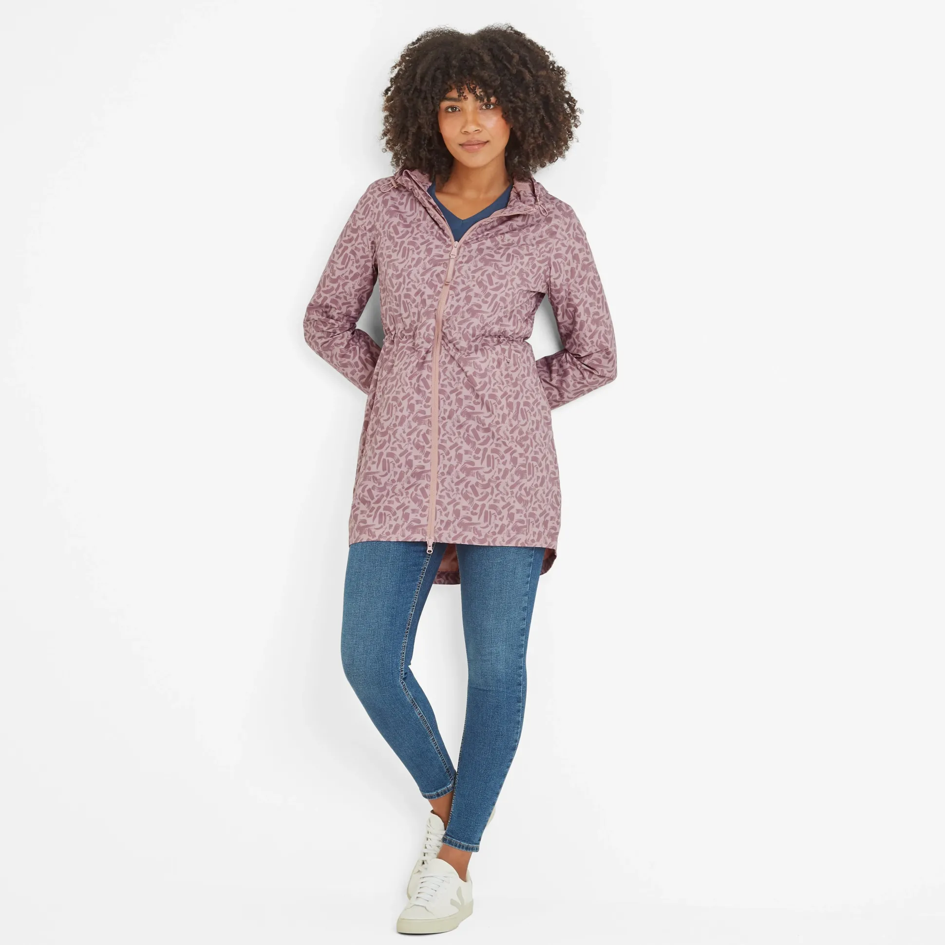Kilnsey Womens Waterproof Jacket - Dusky Rose Brushstroke Print