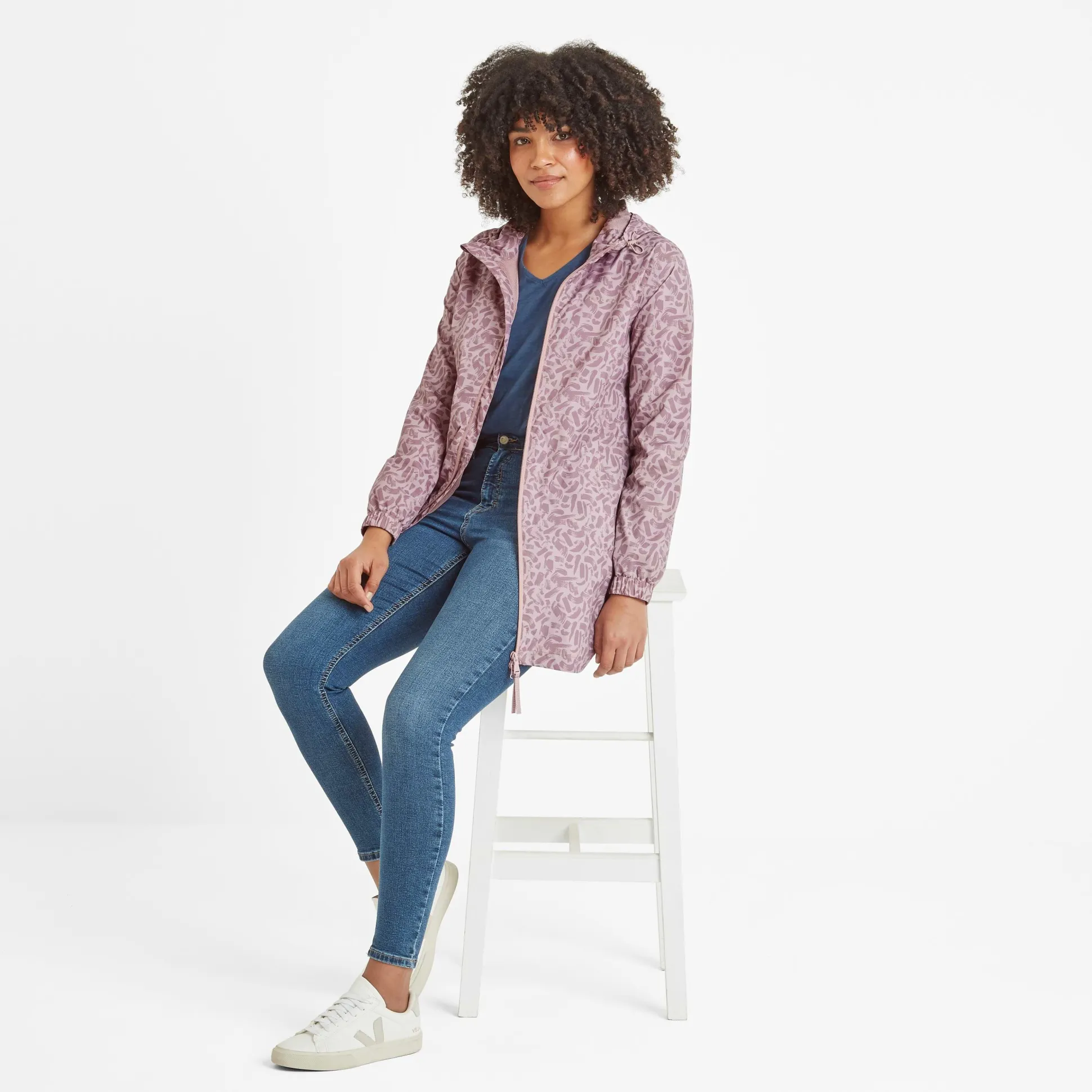 Kilnsey Womens Waterproof Jacket - Dusky Rose Brushstroke Print