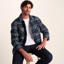Kinsey Mens Quilted Flannel Shacket - Dark Indigo Check
