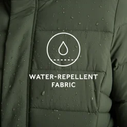 Kirkham Womens Long Shower Resistant Insulated Jacket - Dark Green