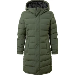 Kirkham Womens Long Shower Resistant Insulated Jacket - Dark Green
