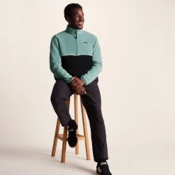 Kirton Mens Relaxed Fit Microfleece Zip Neck - Steel Teal/Black