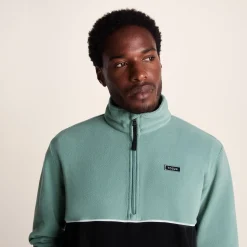 Kirton Mens Relaxed Fit Microfleece Zip Neck - Steel Teal/Black