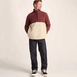 Kirton Mens Relaxed Fit Microfleece Zip Neck - Port/Hazelnut