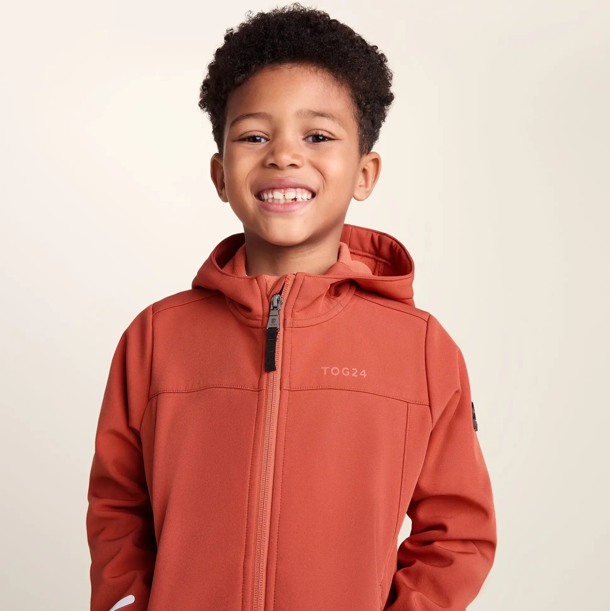 Koroma Kids Softshell Hooded Jacket - Canyon Orange