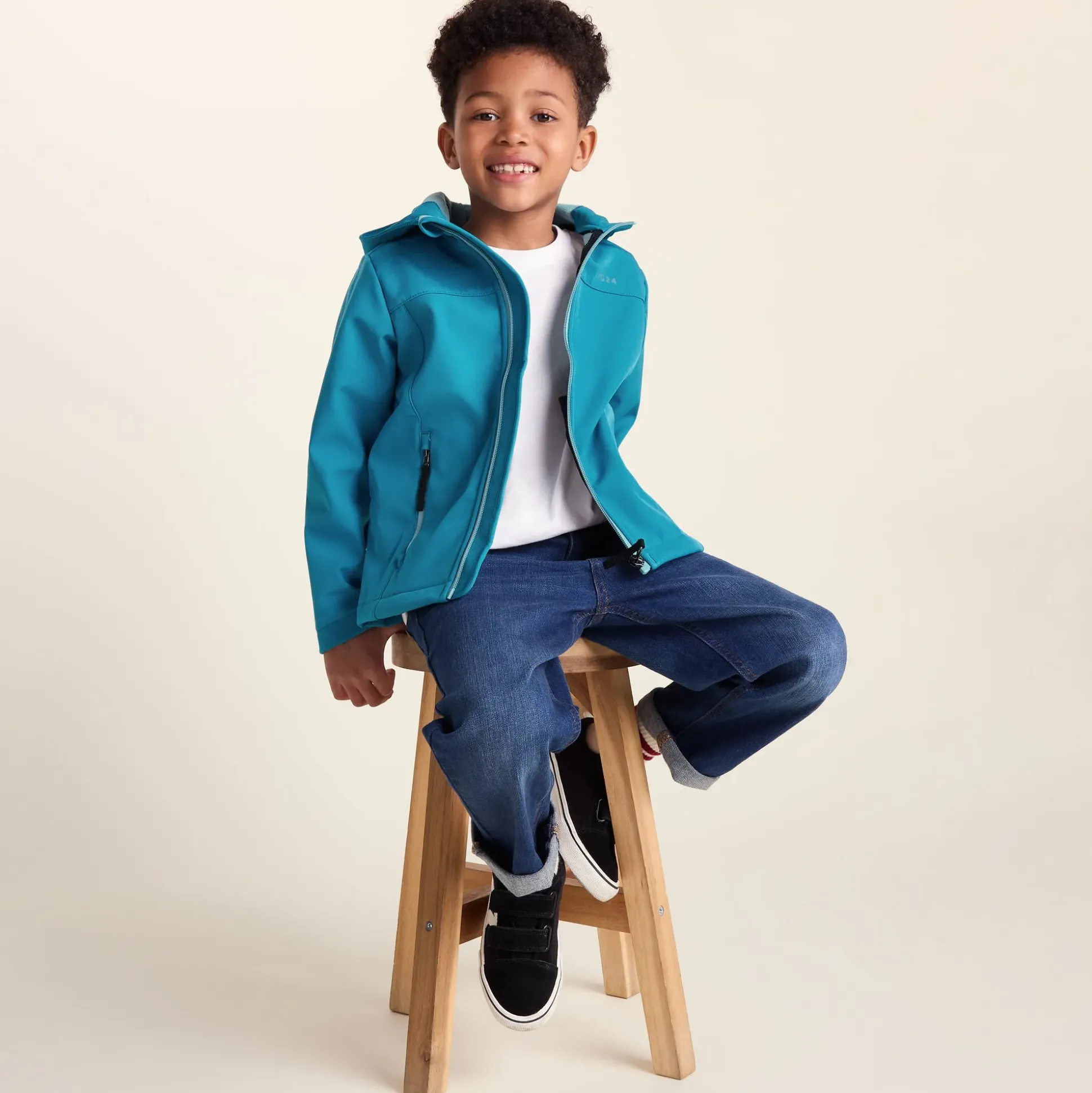 Koroma Kids Softshell Hooded Jacket - Mosaic Blue