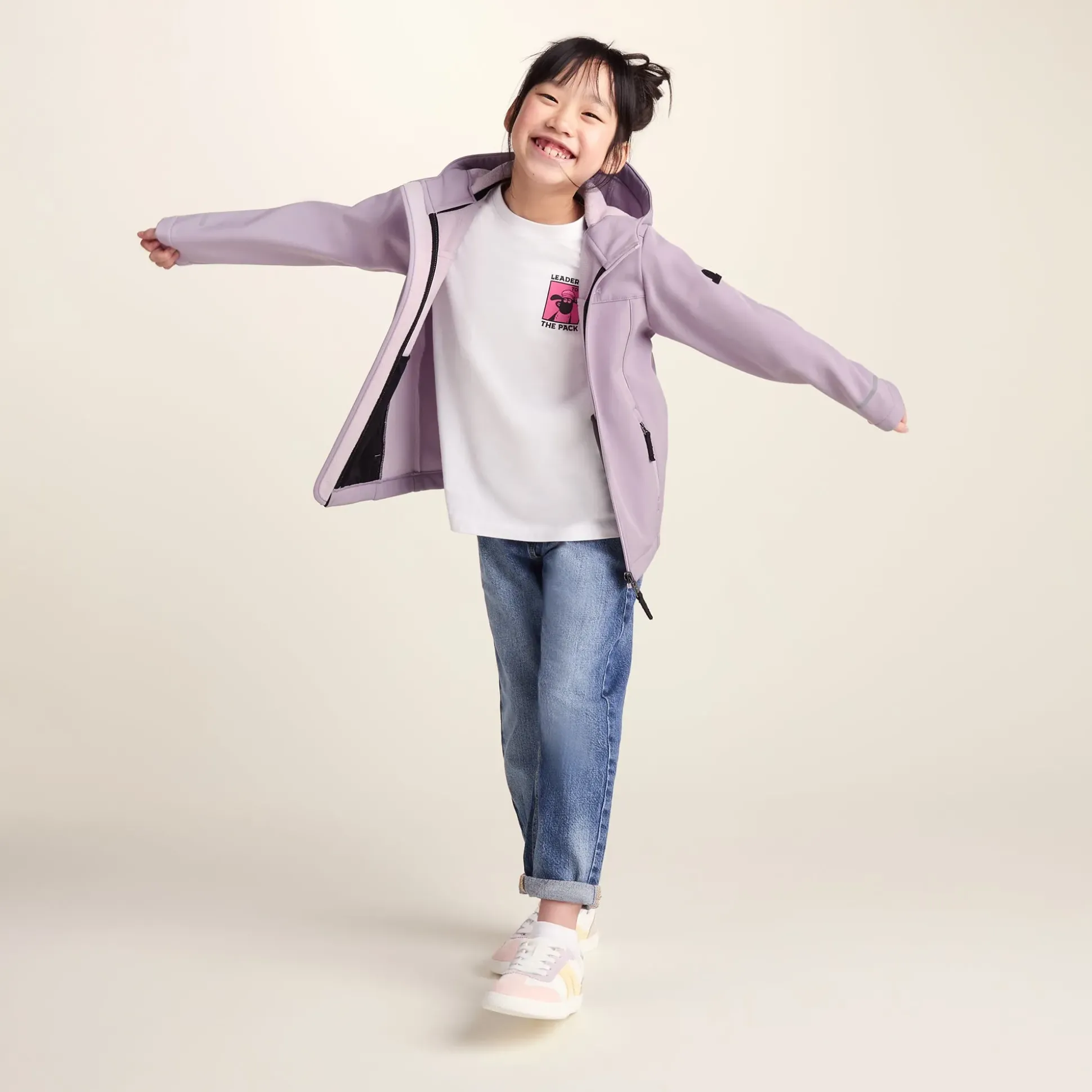 Koroma Kids Softshell Hooded Jacket - Lavender Grey
